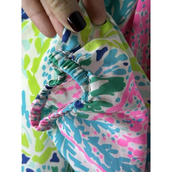 New Lilly Pulitzer Silk Elsa Multicolor Silk Floral Button Blouse Top XL - Picture 7 of 11